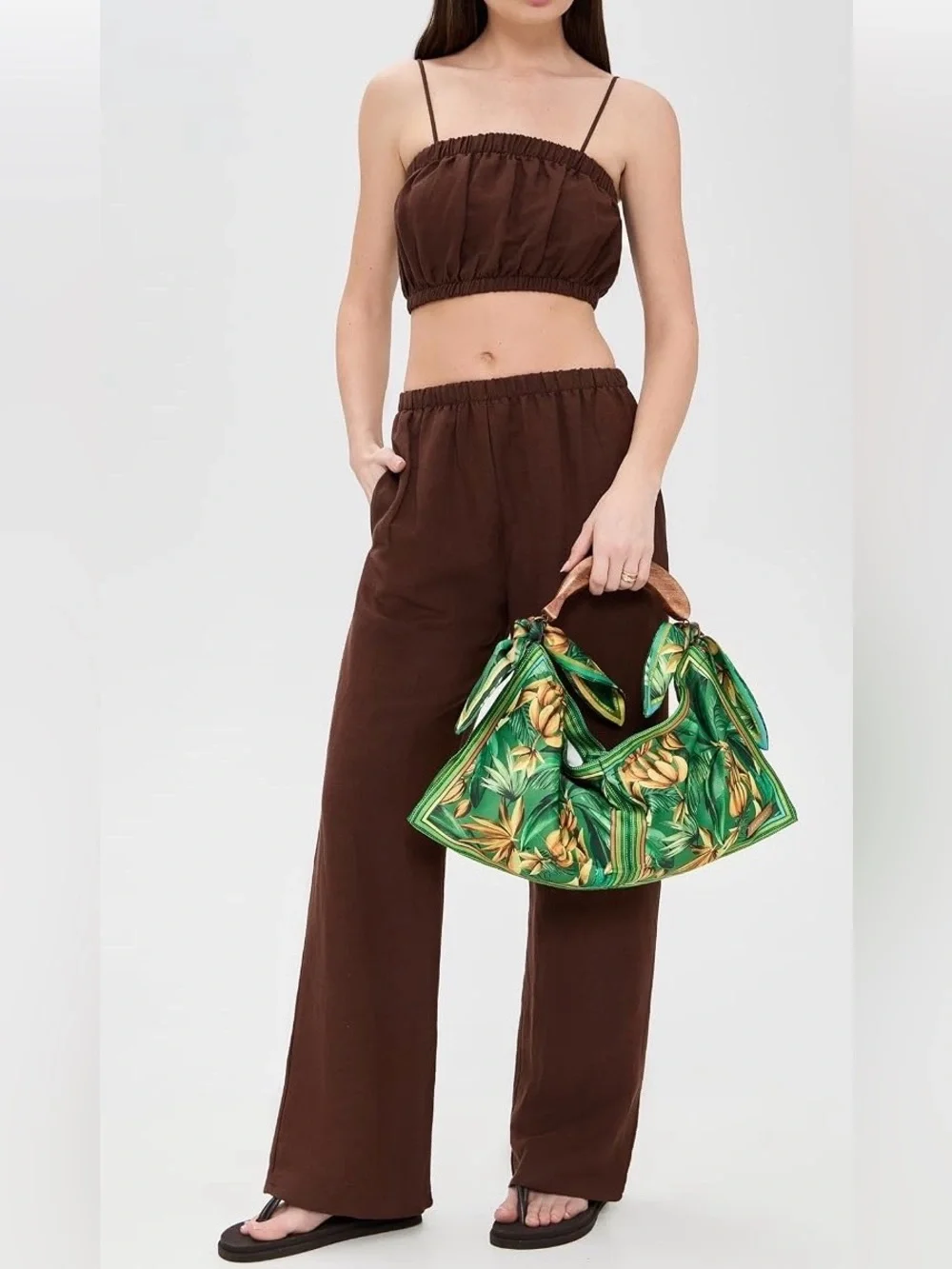 FARM Rio Green Tropical Floral Knot-Handle Hobo Bag - Picture 3 of 4